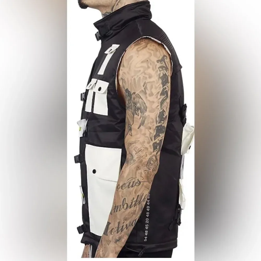 NWT The Hideout Clothing Men’s Black White YK Tech Puffer Vest - Size 2XL